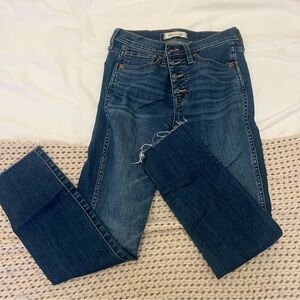 Madewell 10” High Rise Skinny Crop (Raw Hem), Blue, Sz 24